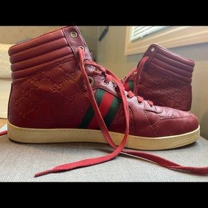 Red Gucci high top sneakers